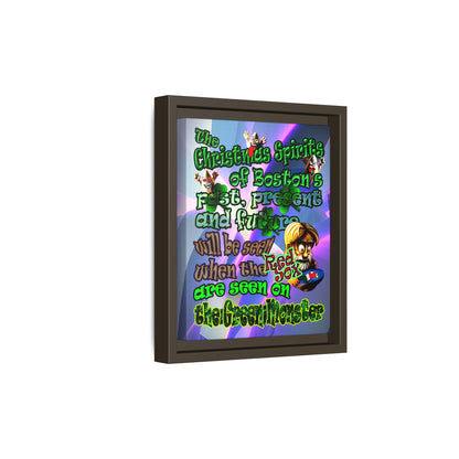christmas spirits of boston - framed canvas art (grey-pink wave)