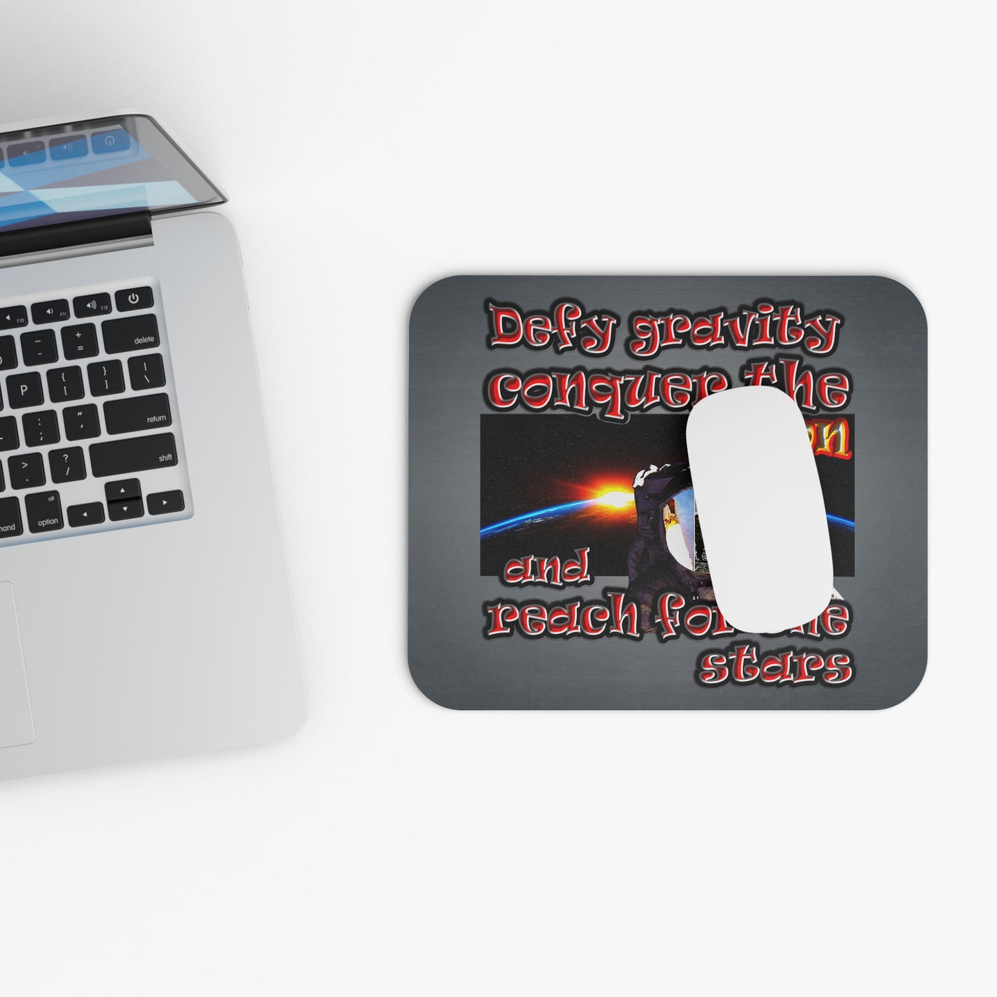 defy conquer reach - Mouse Pad (Rectangle) (grey-light grey)