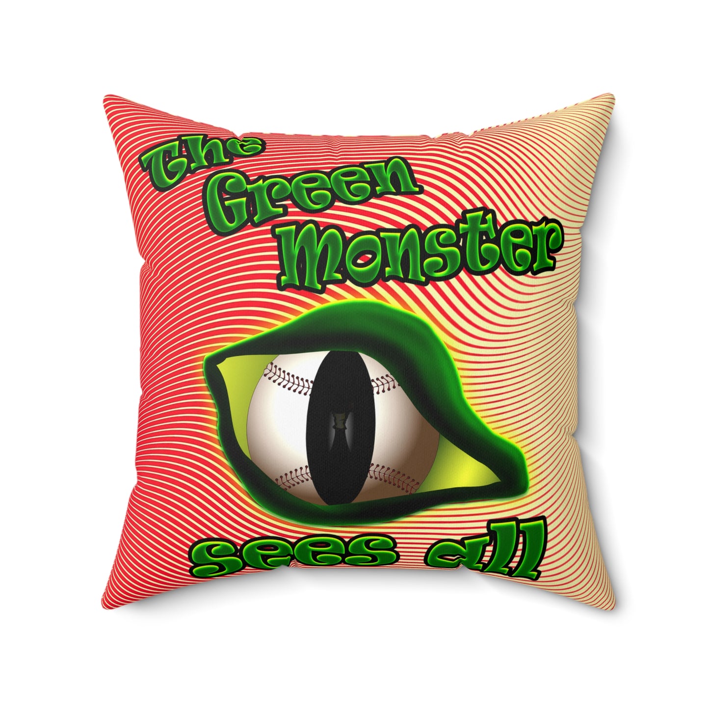 green monster - Spun Polyester Square Pillow - (yellow-orange wave)