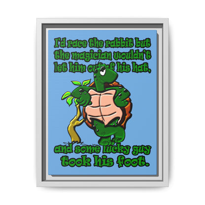 turtle race - framed canvas art (light blue)