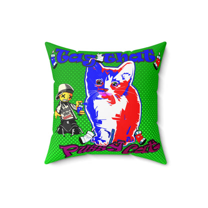 tag that - Spun Polyester Square Pillow - (logo green)