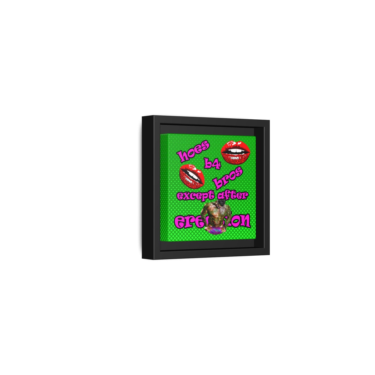 hoes b4 bros - framed canvas art (logo green)