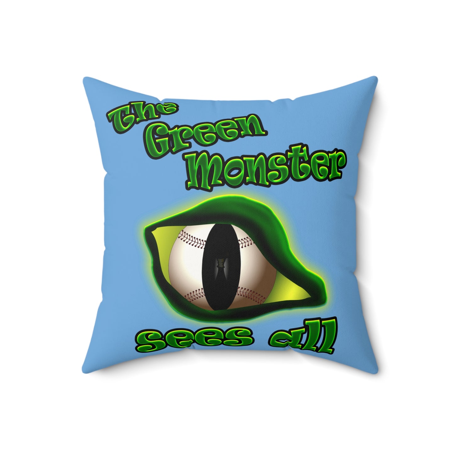 green monster - Faux Suede Square Pillow - (light blue)