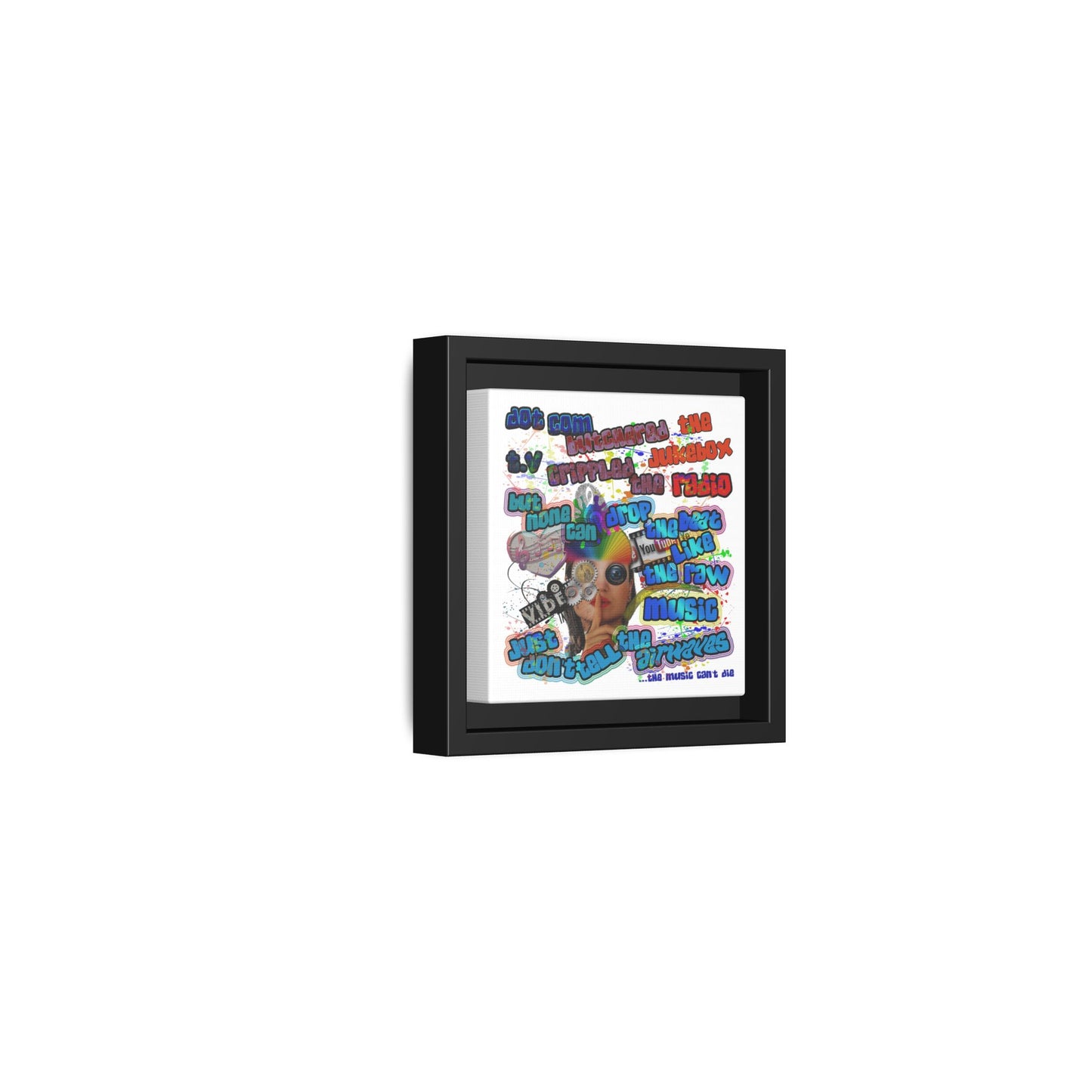 drop the beat - framed canvas art (white)