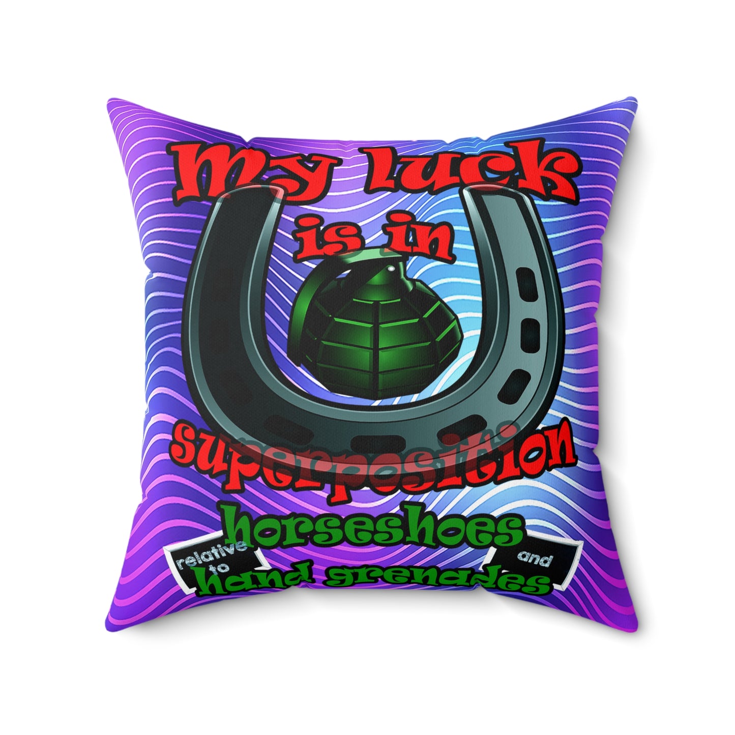 my luck - Spun Polyester Square Pillow - (purple wave)