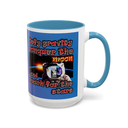 defy conquer reach - Accent Mug (light blue-purple wave)