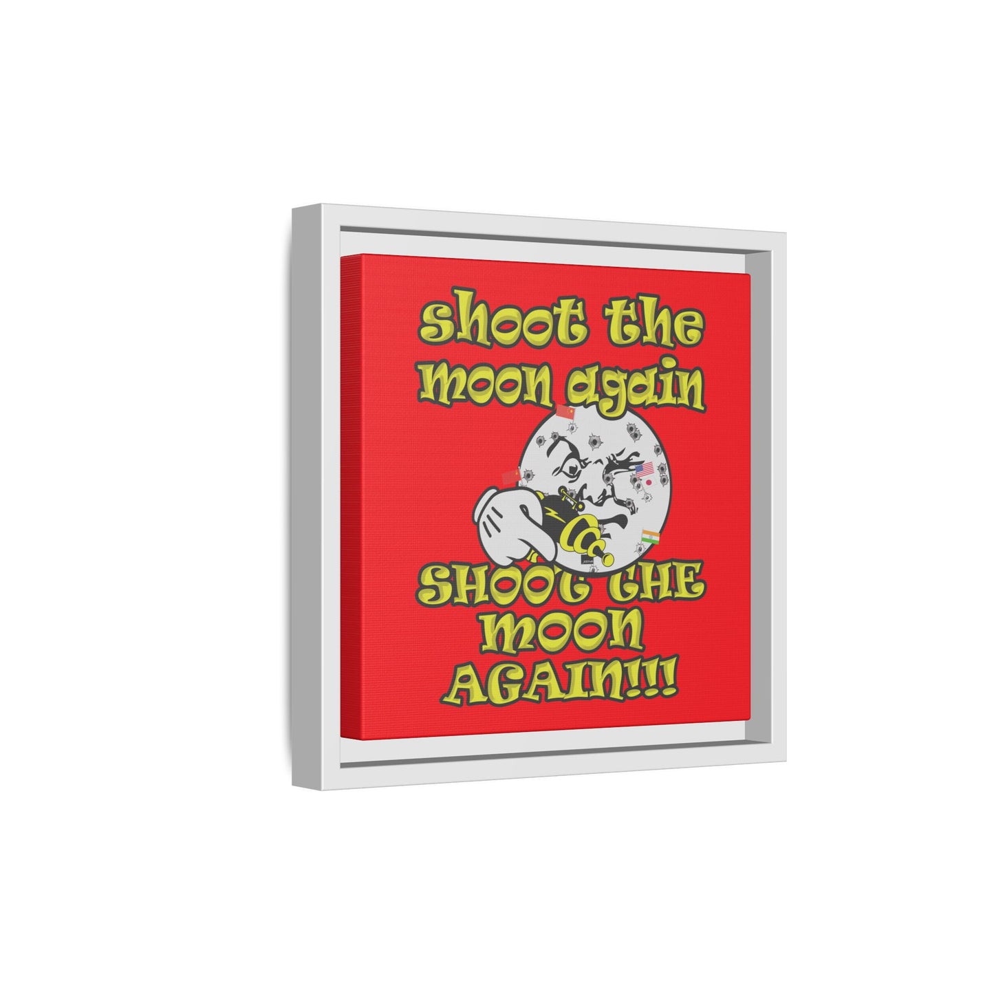 shoot the moon again - framed canvas art (red)