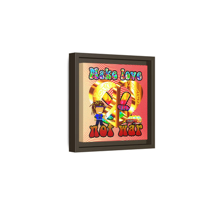 love peace - framed canvas art (yellow-orange wave)