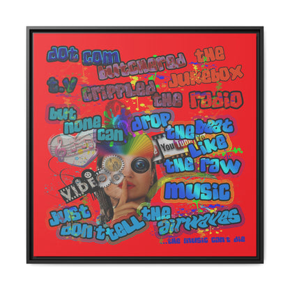 drop the beat - framed canvas art (red)