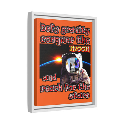 defy conquer reach - framed canvas art (orange)