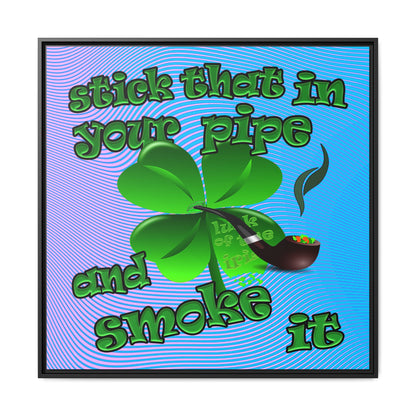 stick that in your pipe and smoke it - framed canvas art (light blue-purple wave)