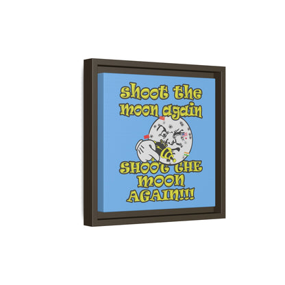 shoot the moon again - framed canvas art (light blue)