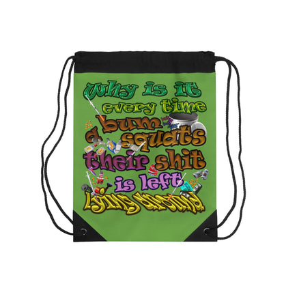 the bum's shit - Drawstring Bag (green)