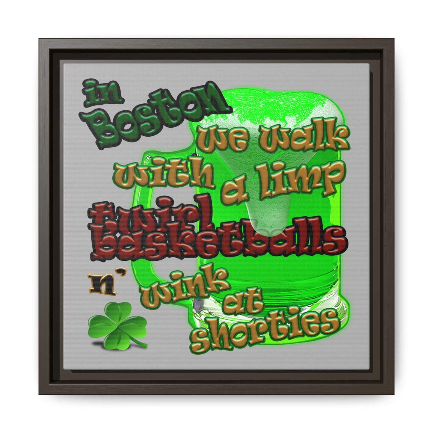 celtics logo - framed canvas art (light grey)
