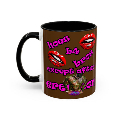 hoes b4 bros - Accent Mug (brown)