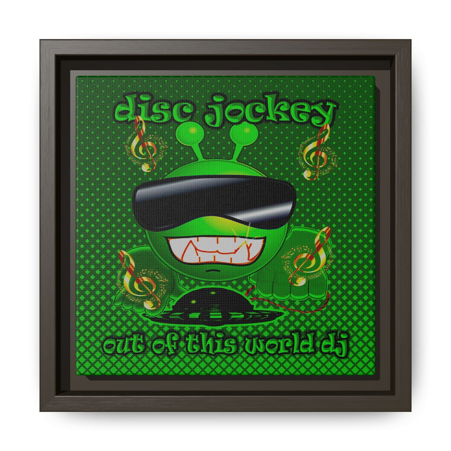 disc jockey - framed canvas art (logo green)