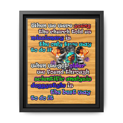 doggystyle - framed canvas art (butterscotch wood finish)