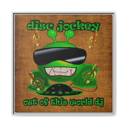 disc jockey - framed canvas art (brown papyrus)