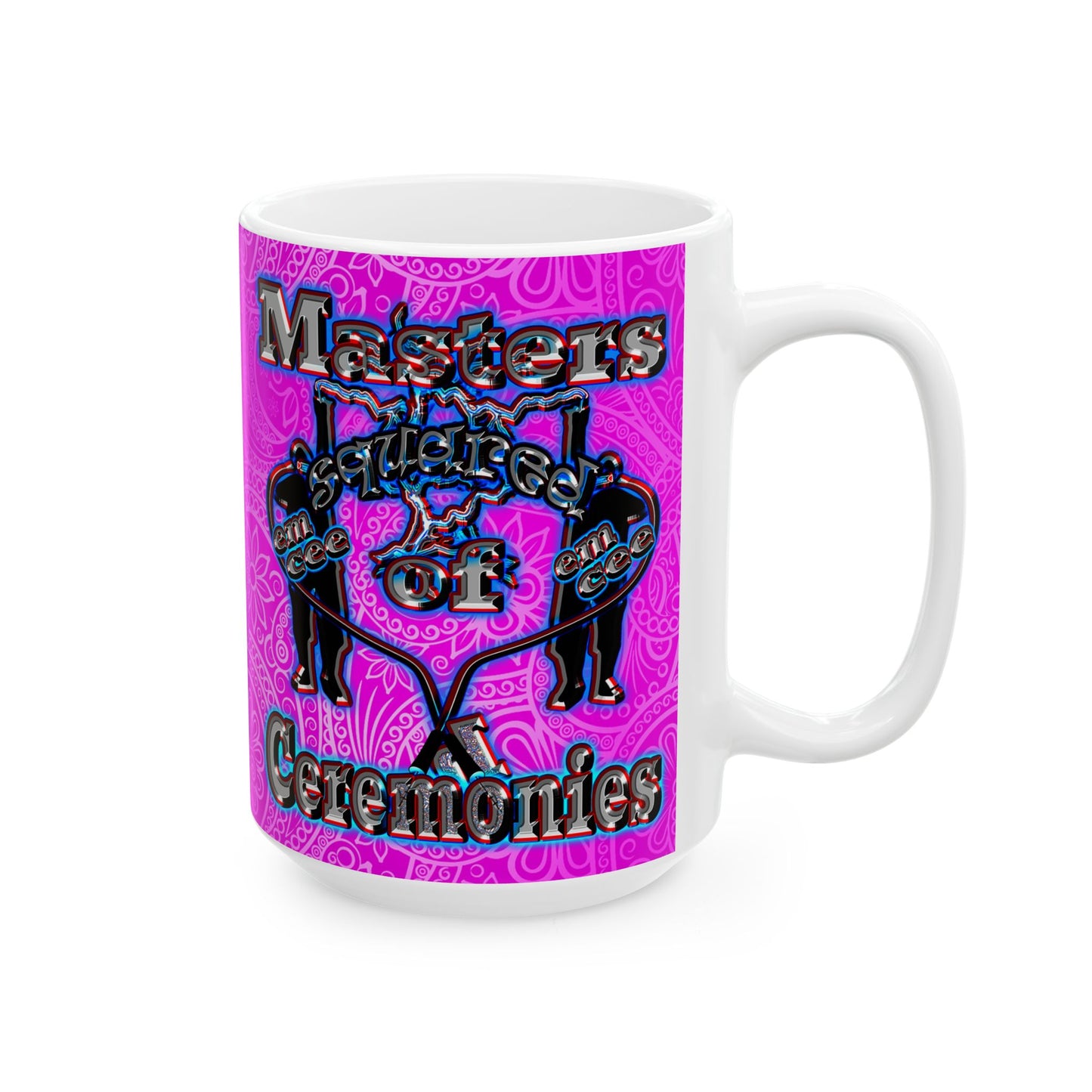 em cee squared - White Mug (pink swirl)