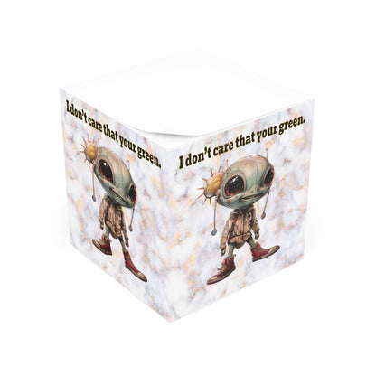 I don't care that your green - note cube (white marble)