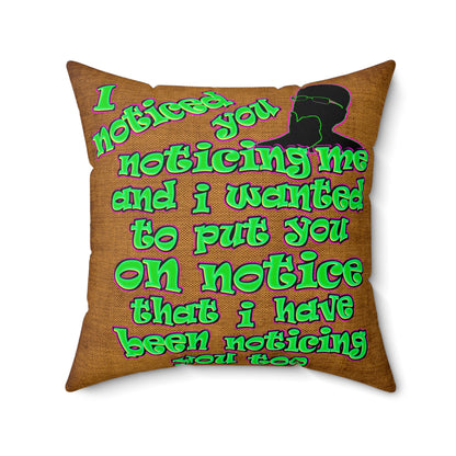 noticed you noticing - Faux Suede Square Pillow - (dichromatic brown papyrus)