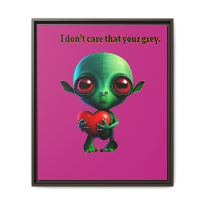 I don't care that your grey - framed canvas art (pink)