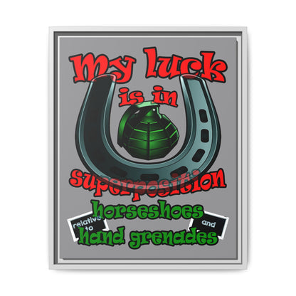my luck - framed canvas art (grey)