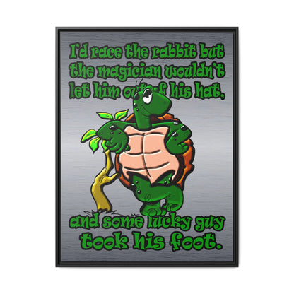 turtle race - framed canvas art (brushed nickel)