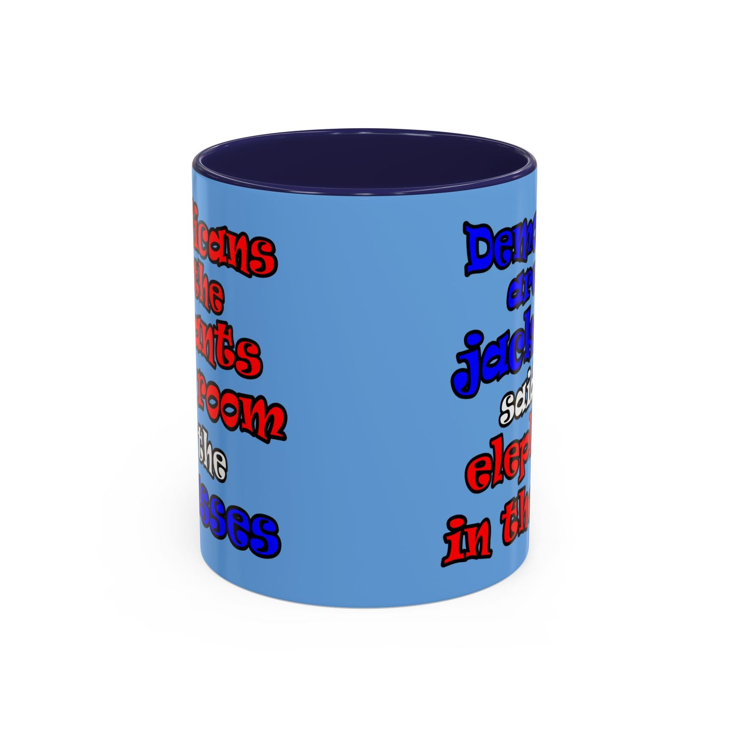 donkeys and elephants - Accent Mug (light blue)