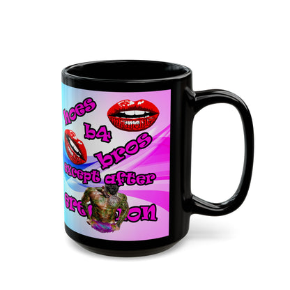 hoes b4 bros - Black Mug (light blue-pink wave)
