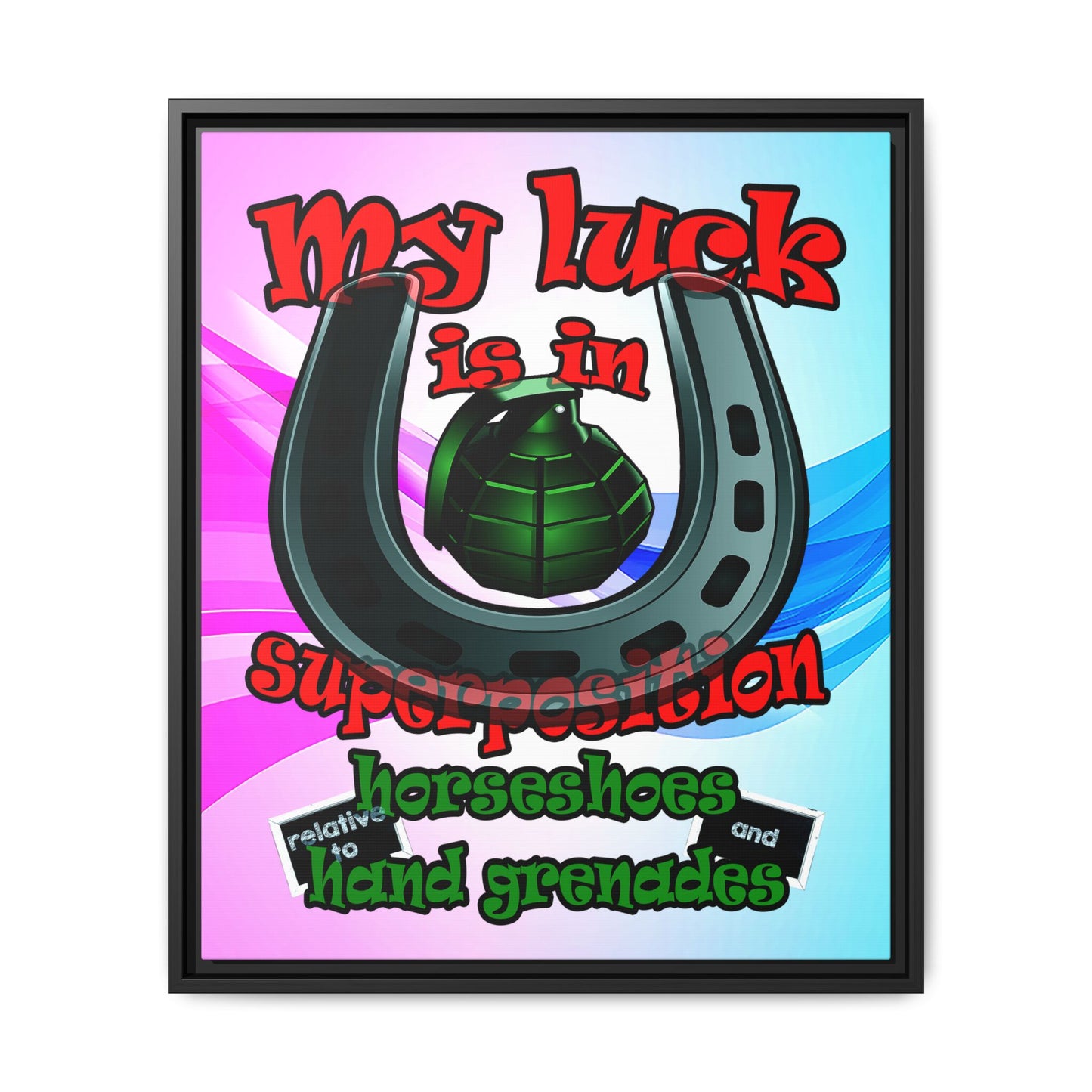 my luck - framed canvas art (light blue-pink wave)