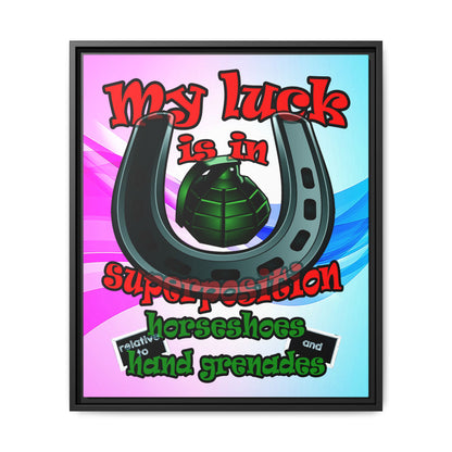 my luck - framed canvas art (light blue-pink wave)