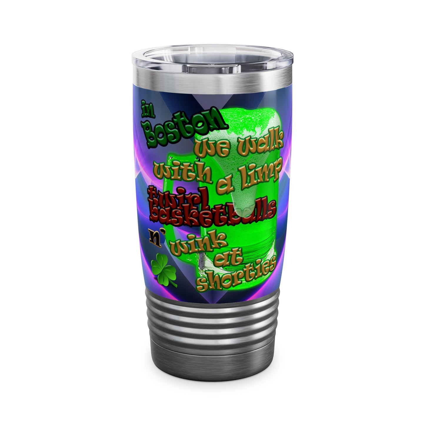 celtics logo - Ringneck Tumbler, 20oz (grey-pink wave)