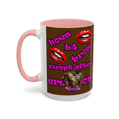 hoes b4 bros - Accent Mug (brown)