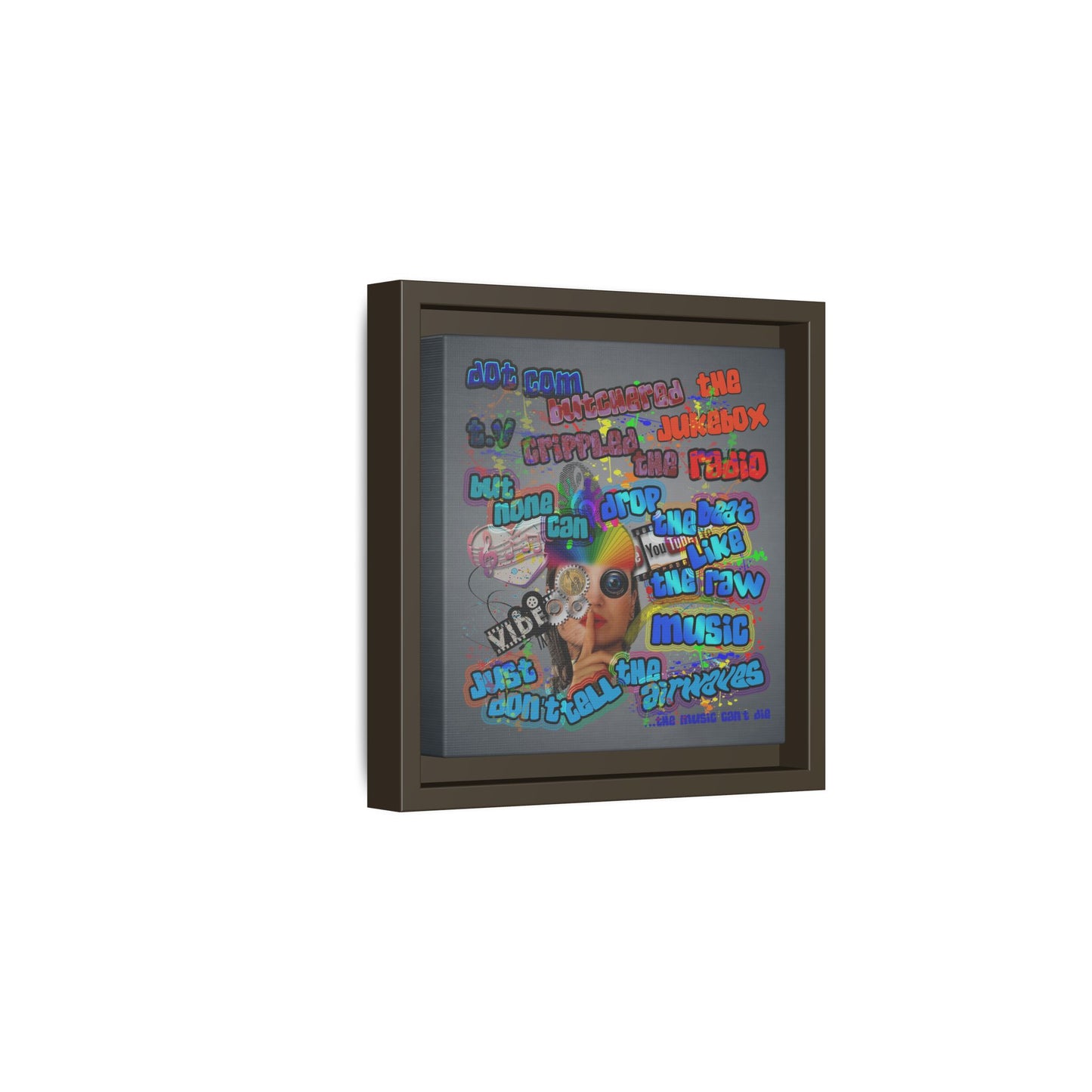 drop the beat - framed canvas art (grey-light grey)