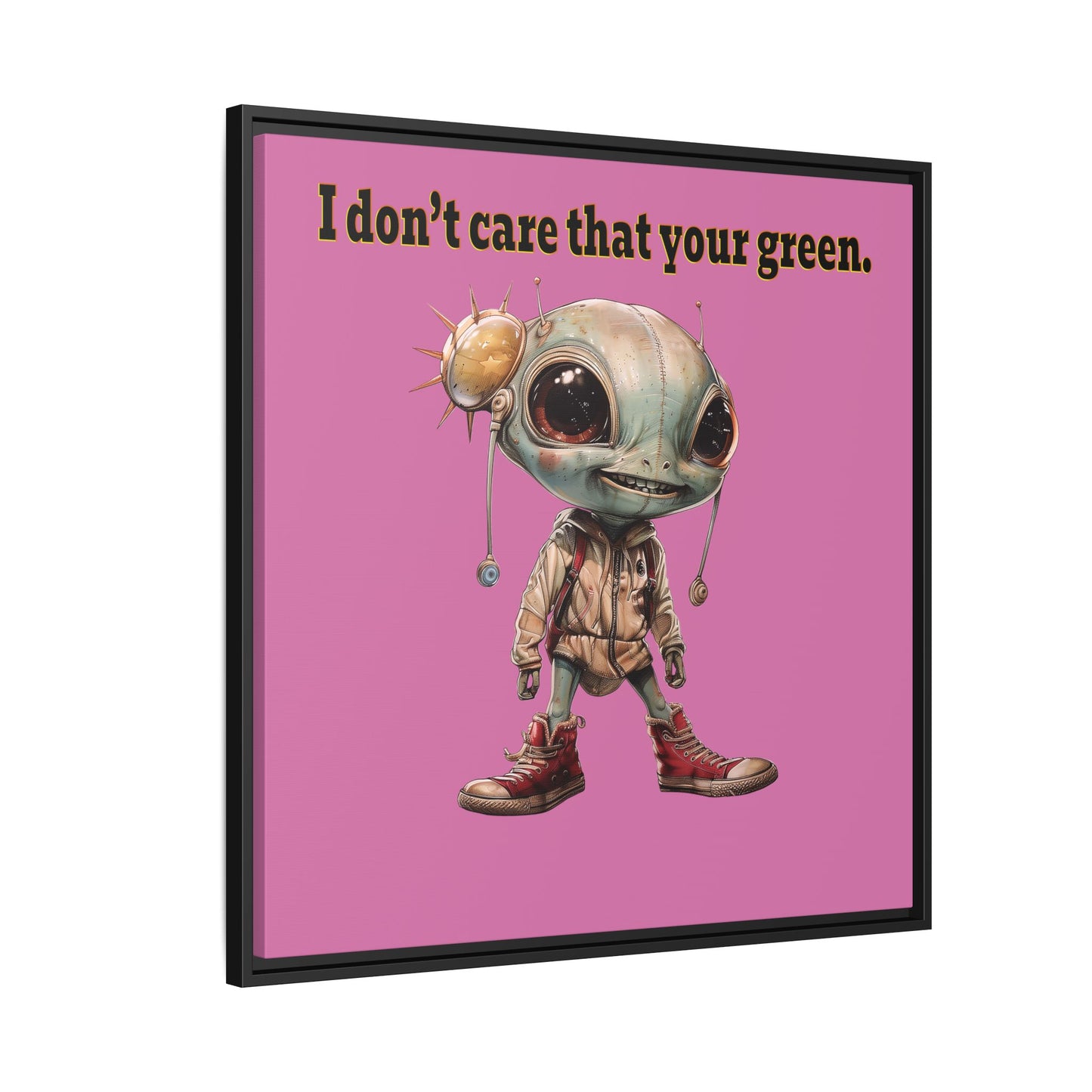 I don't care that your green - framed canvas art (light pink)