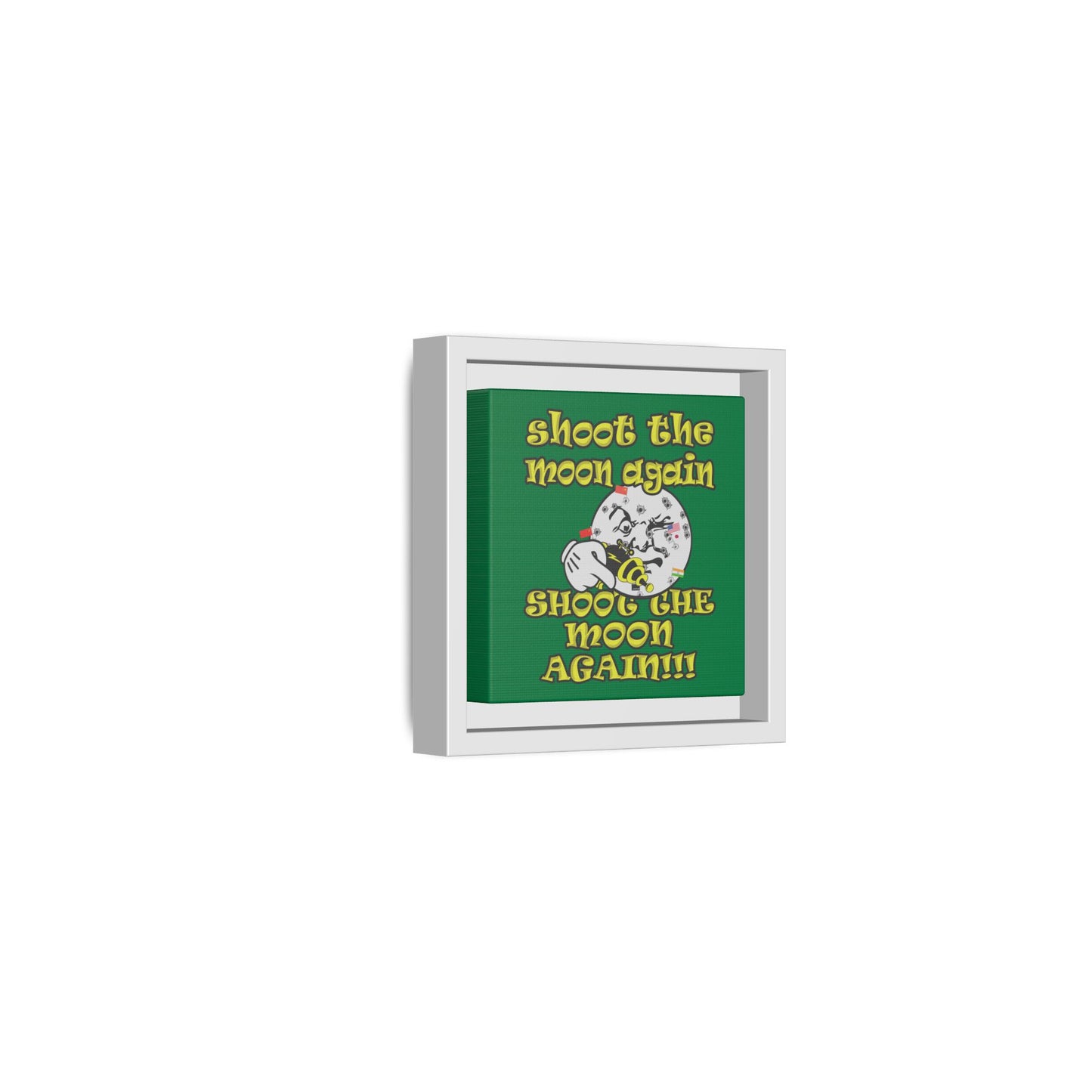 shoot the moon again - framed canvas art (dark green)