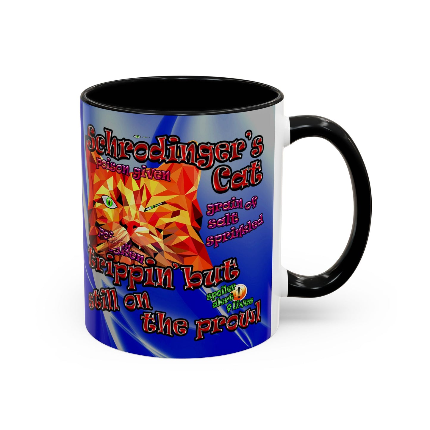 schrodinger's cat - Accent Mug (blue-white wave)