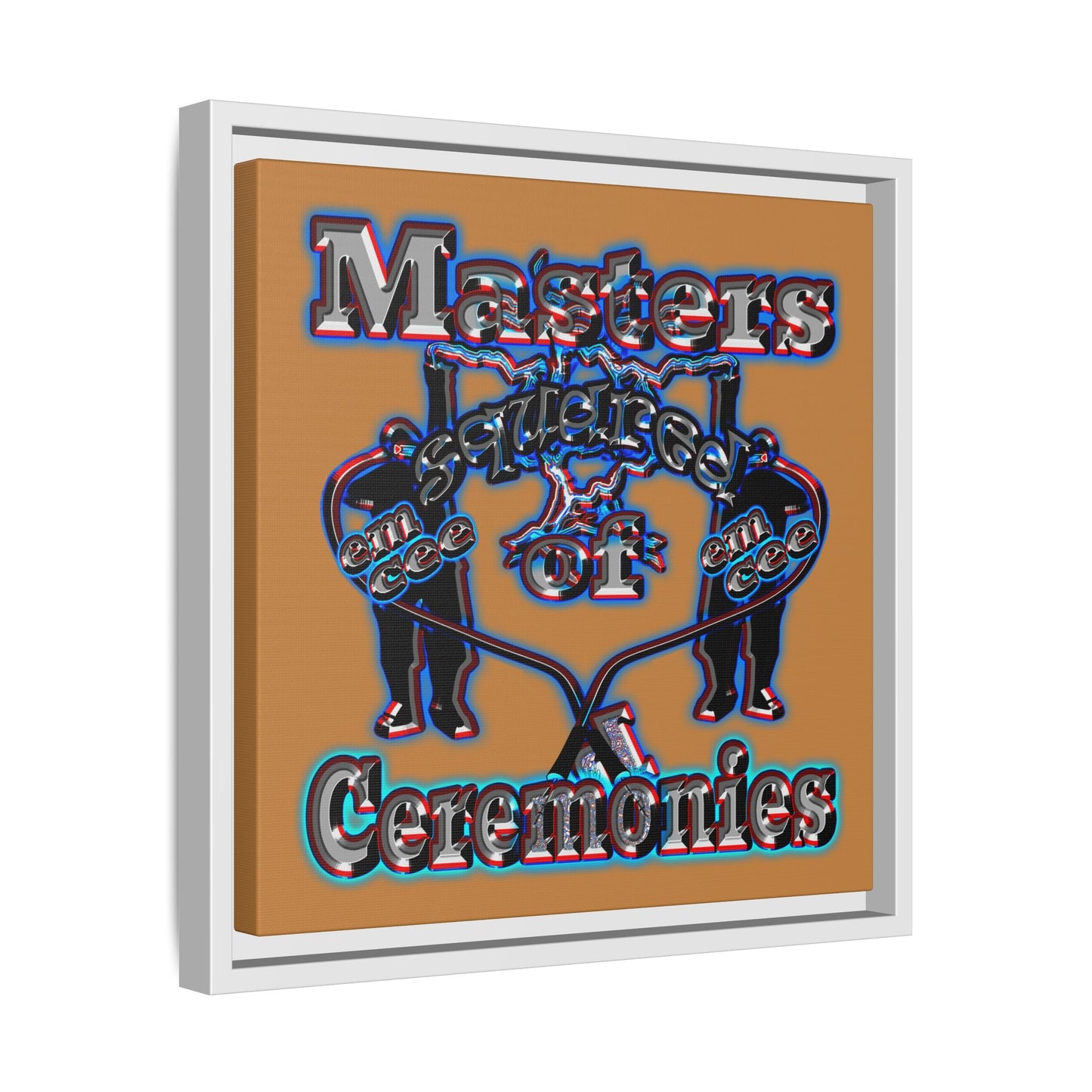 em cee squared - framed canvas art (light brown)