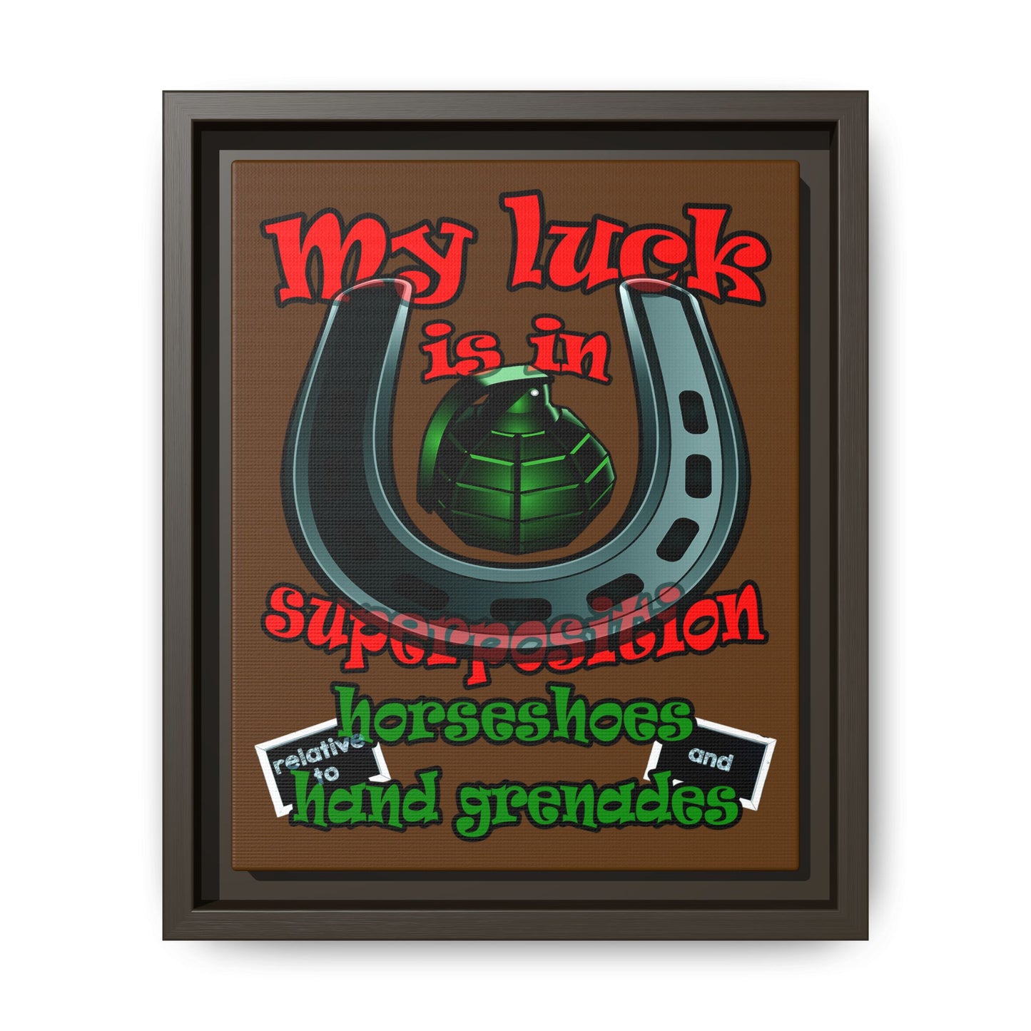 my luck - framed canvas art (brown)