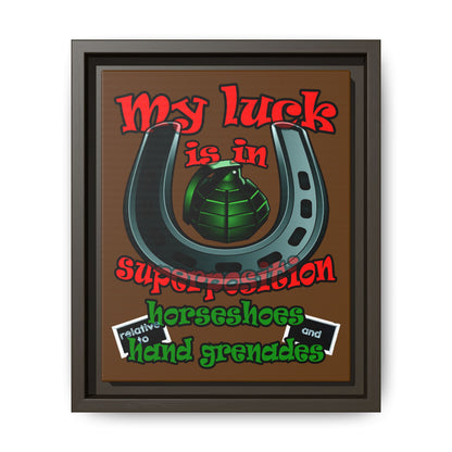 my luck - framed canvas art (brown)