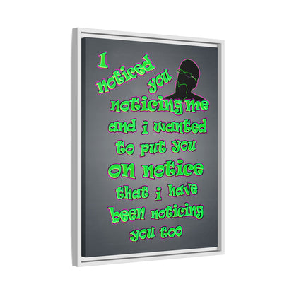 noticed you noticing - framed canvas art (grey-light grey)