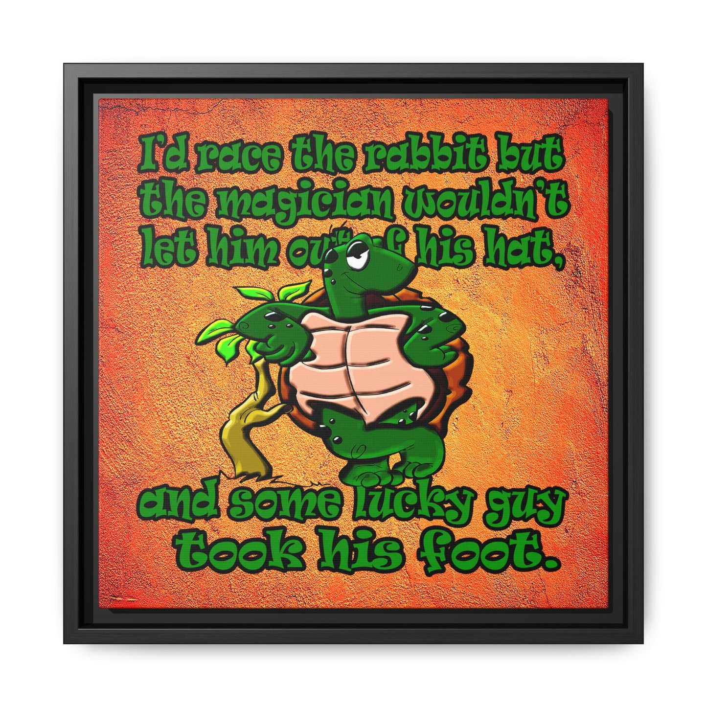 turtle race - framed canvas art (burnt orange)