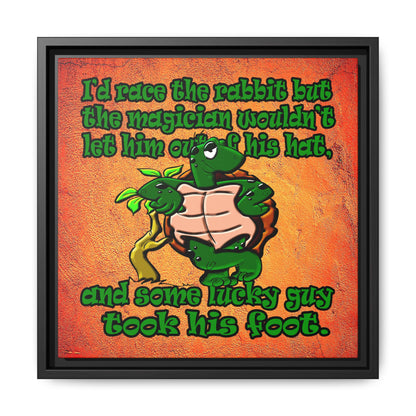 turtle race - framed canvas art (burnt orange)
