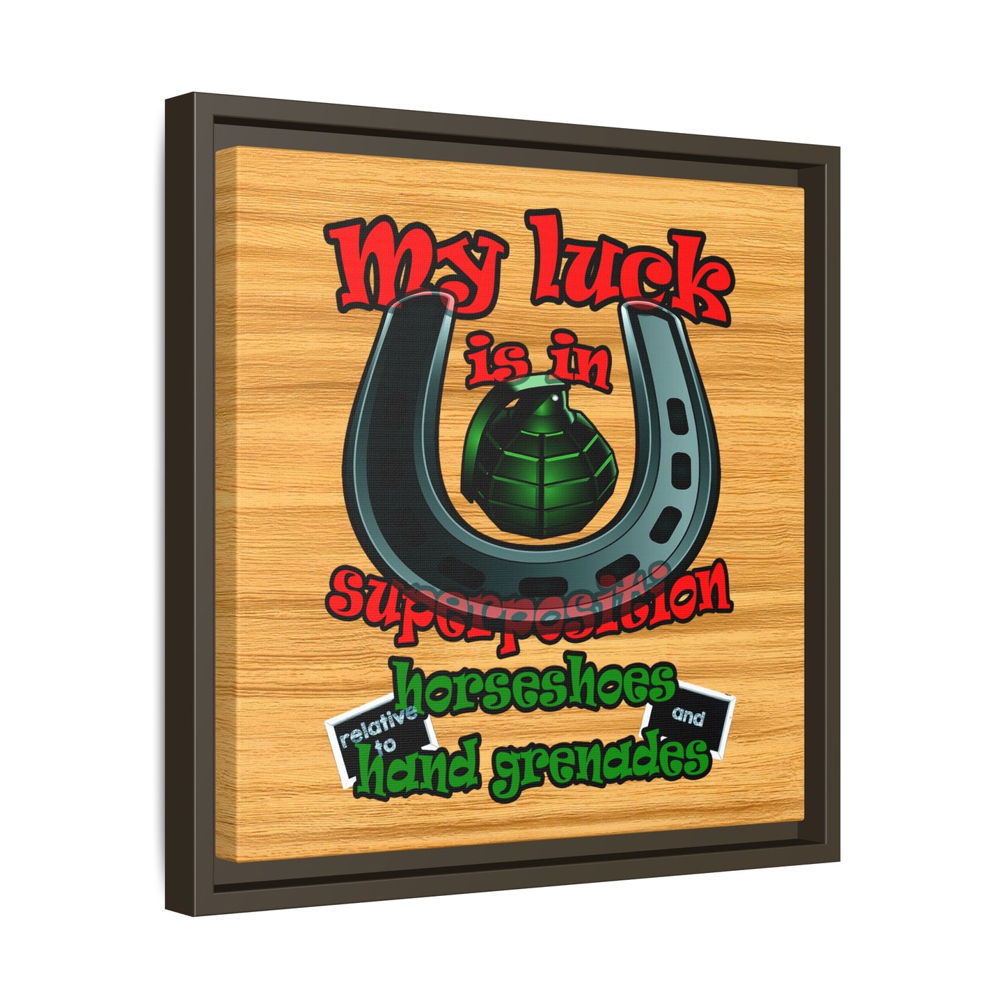 my luck - framed canvas art (butterscotch wood finish)