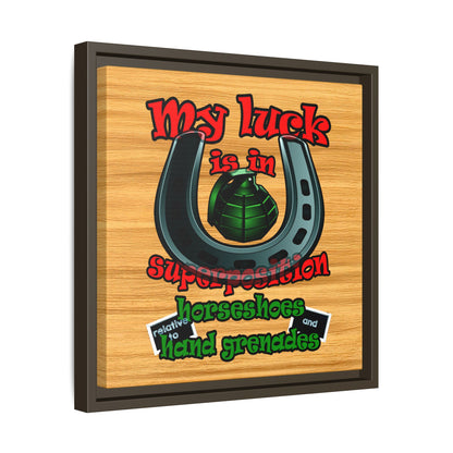 my luck - framed canvas art (butterscotch wood finish)