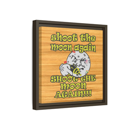 shoot the moon again - framed canvas art (butterscotch wood finish)