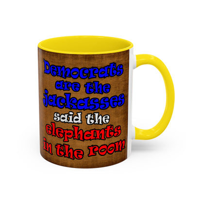 donkeys and elephants - Accent Mug (brown papyrus)