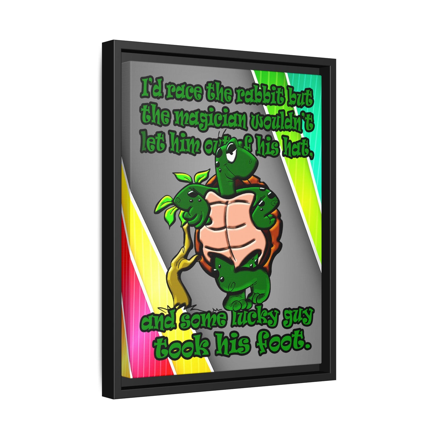 turtle race - framed canvas art (rainbow split)