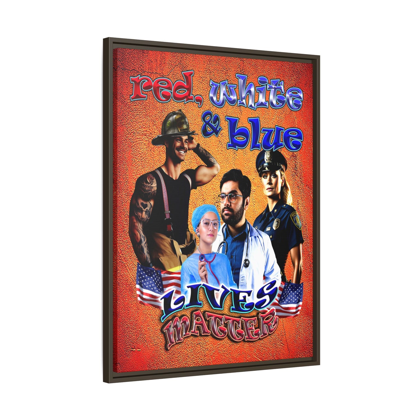 rw&b lives matter - framed canvas art (burnt orange)
